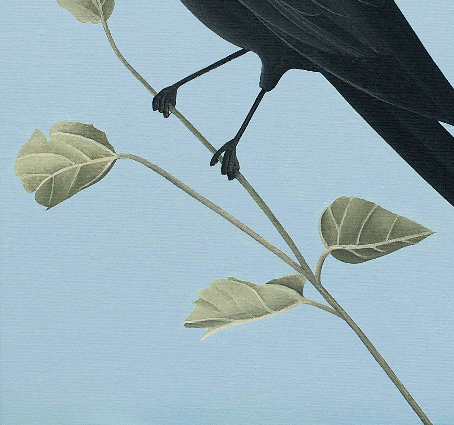 Vogel 2 - Animal paintings, Landscape painting - Blue Landscape Painting by Jeroen Allart