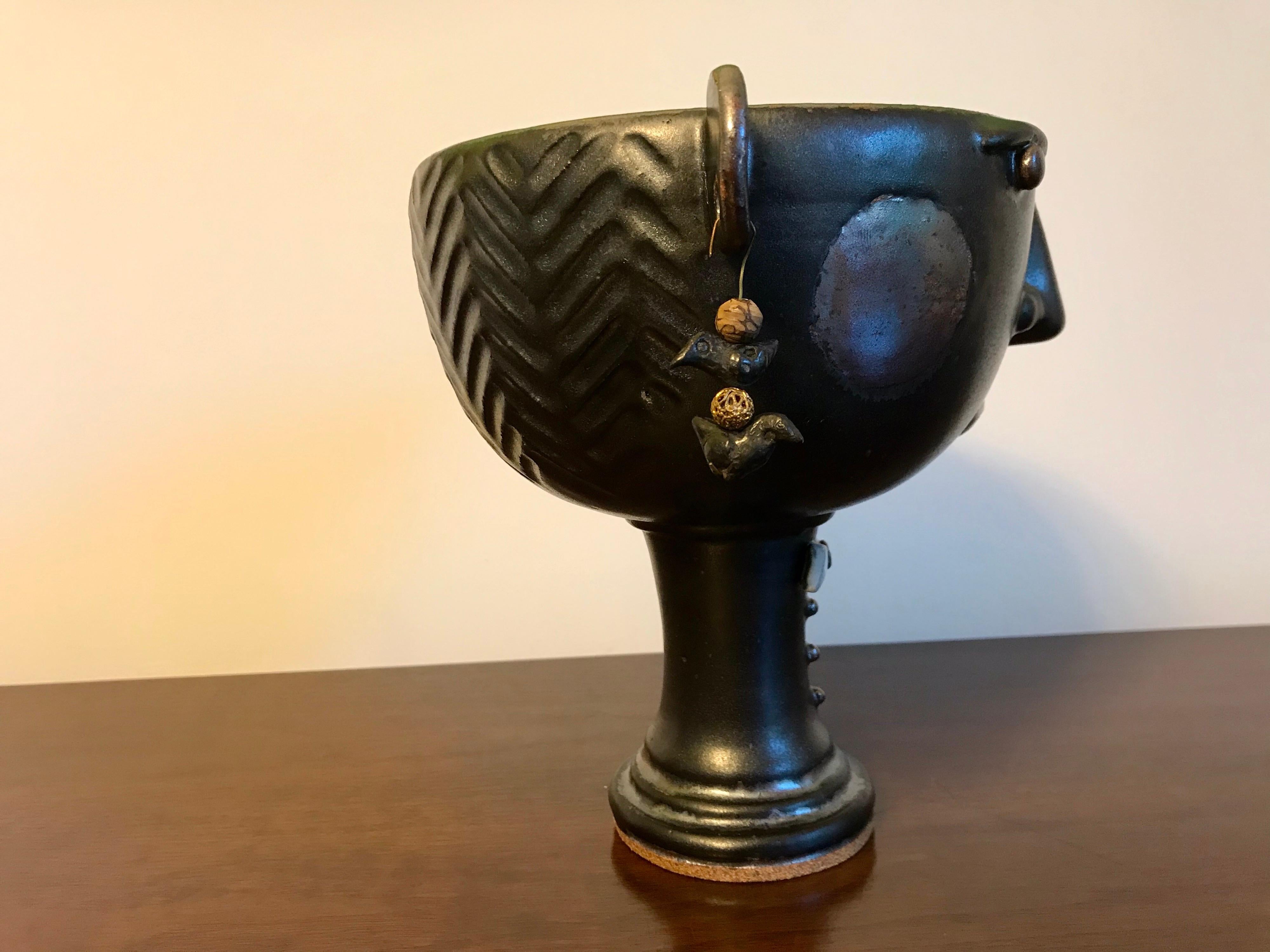 Jerome Ackerman Studio Pottery Chalice, 1980s 7