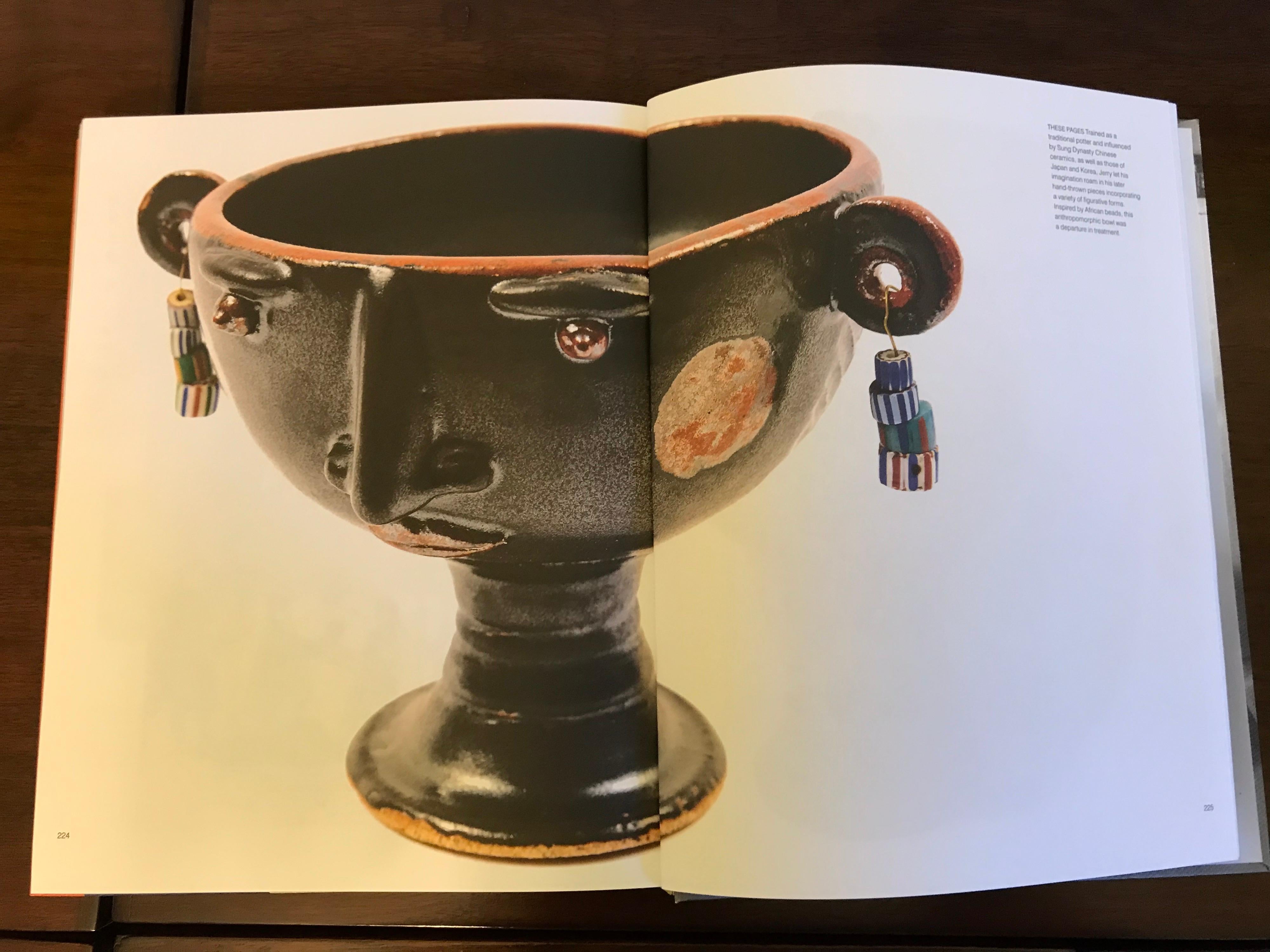 From the estate of the late Jerome and Evelyn Ackerman.
A whimsical chalice design.
It appears that he made only two or more of these. This one and the one pictured in the book.
Wheel thrown pottery with handcrafted embellishments and mat black