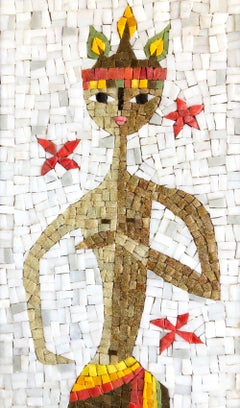Jerome and Evelyn Ackerman Pair of Balinese Dancer Glass Tile Mosaic Wall Panels