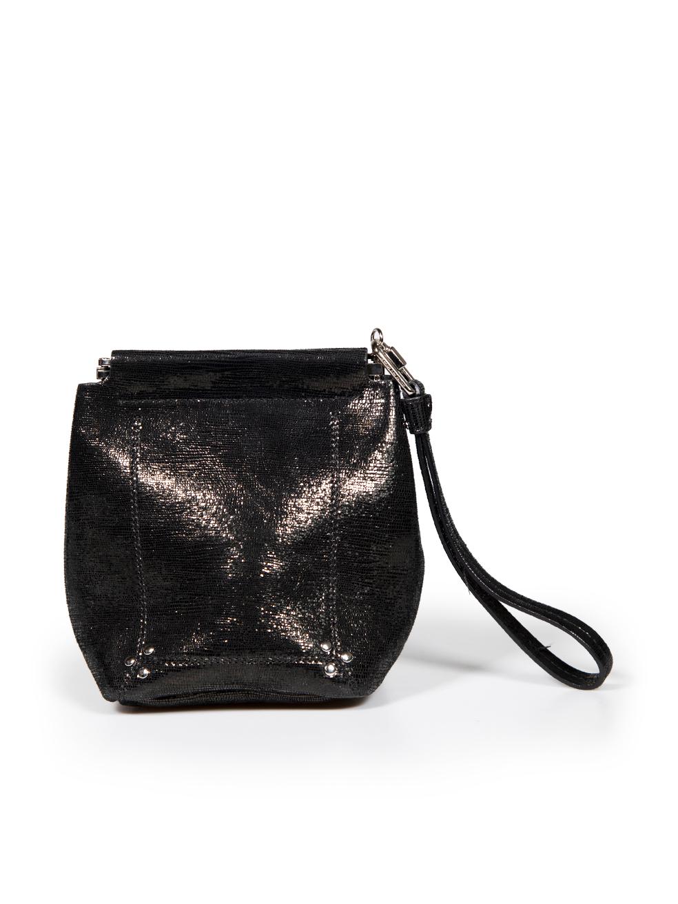 Jérôme Dreyfuss Black Leather Metallic Wristlet In Good Condition For Sale In London, GB