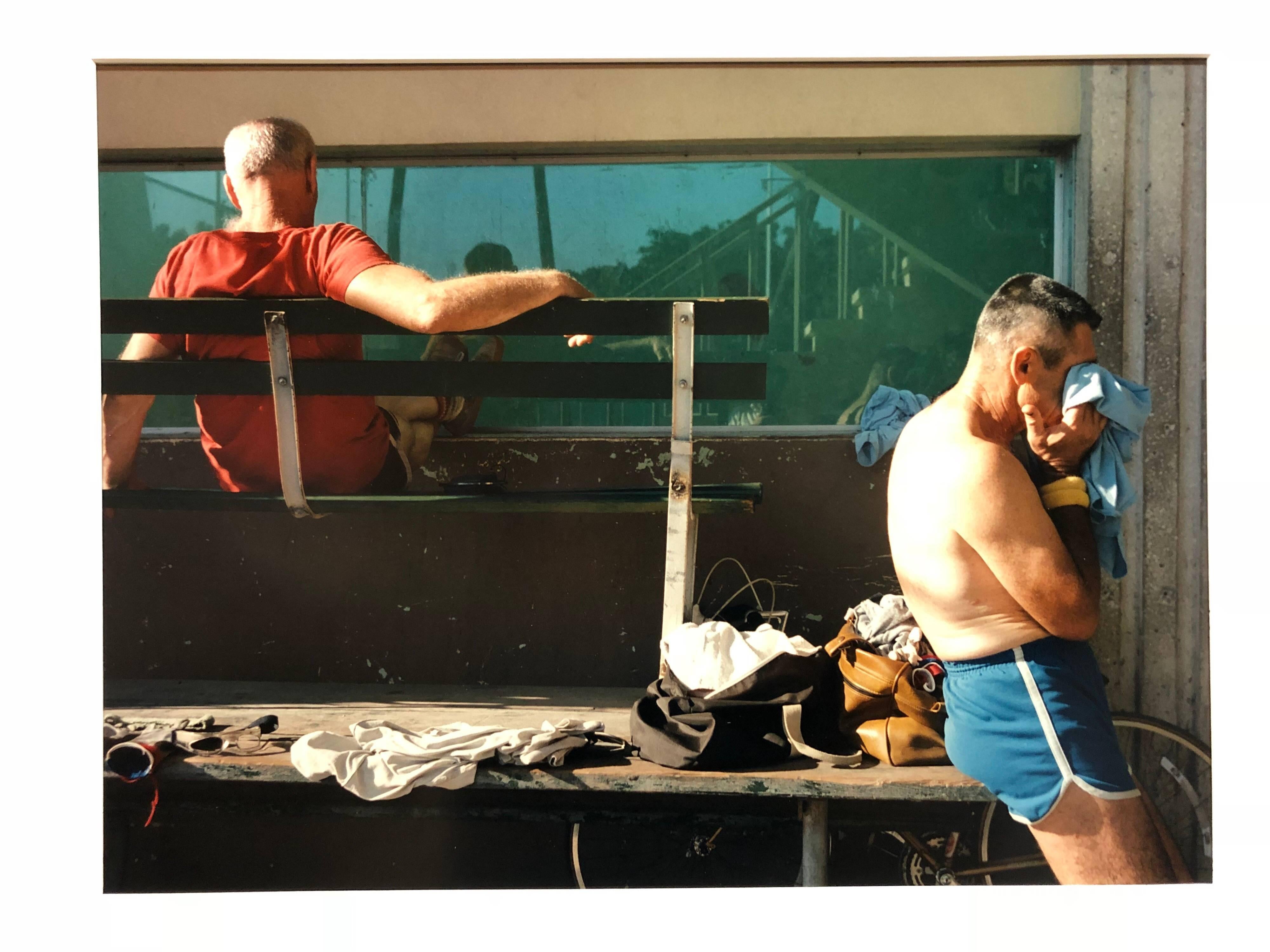 Jerome Liebling Figurative Photograph - Vintage Signed Color Photograph Handball Players 1983 Miami Beach Florida 