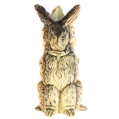 Jerome Massier (1850-1926) Vallauris French Rabbit Majolica Sculpture Vase