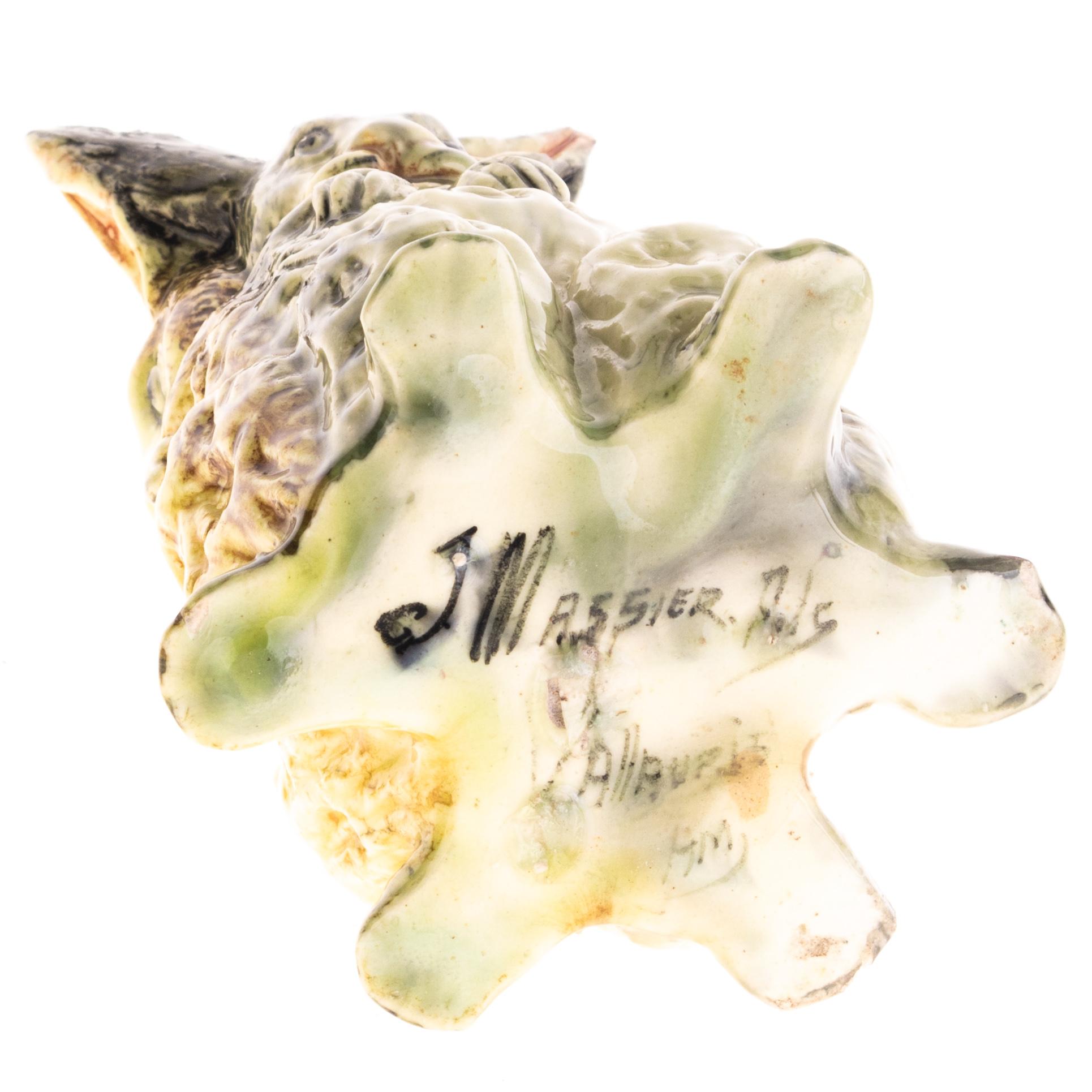 19th Century Jerome Massier (1850-1926) Vallauris French Rabbit Majolica Sculpture Vase