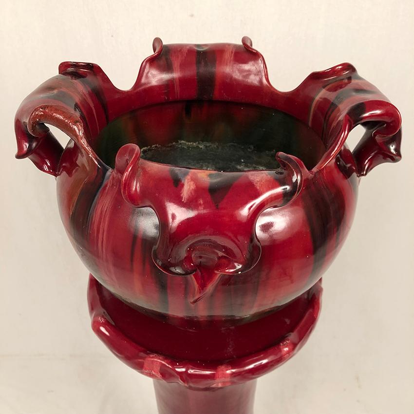 Glazed Jérôme Massier à Vallauris, complet en céramique émaillée rouge flammée For Sale