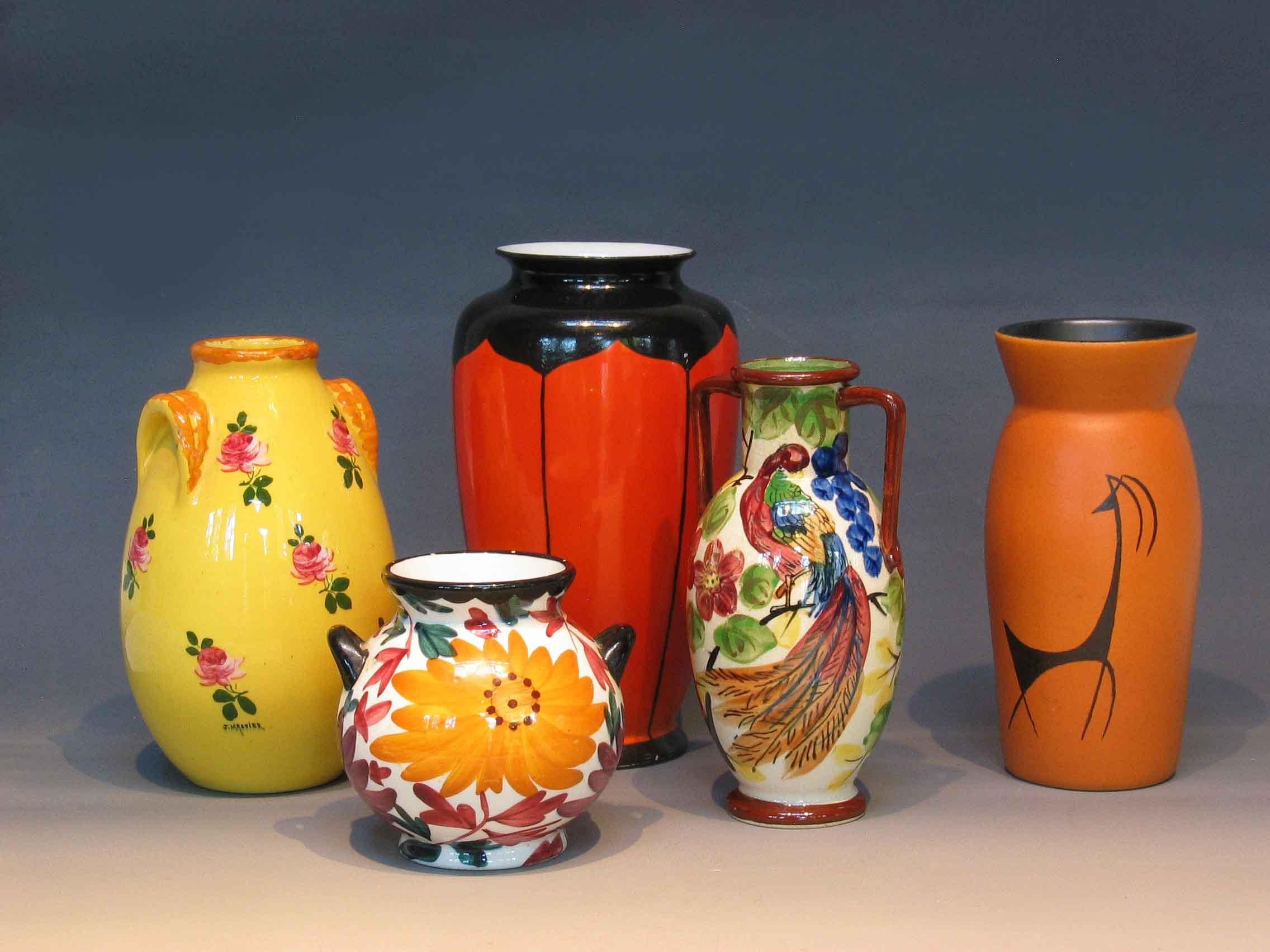 Jérôme Massier Ceramic Baluster Vase Together With Other Various Pottery Vases For Sale 5