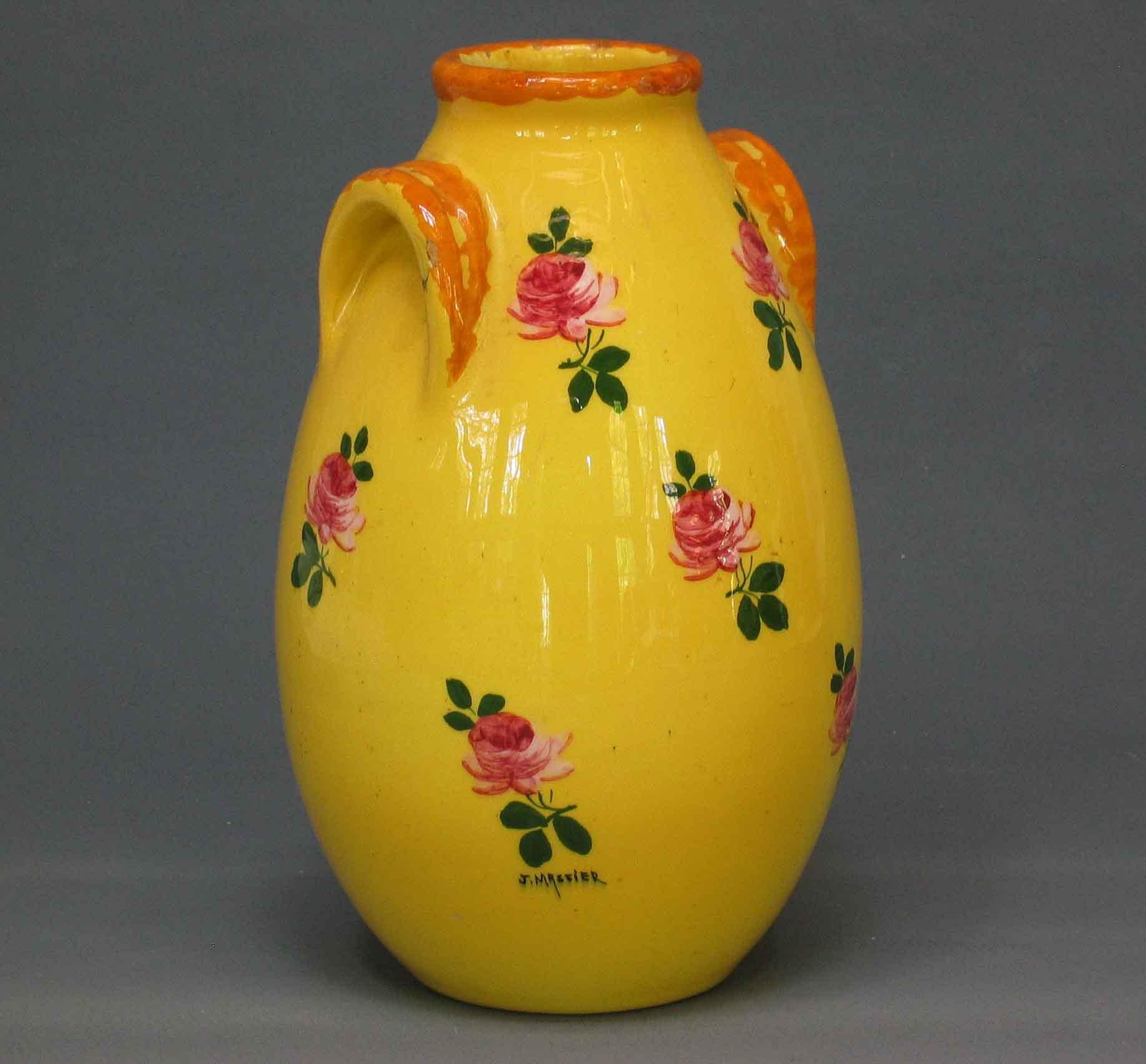 Art Deco Jérôme Massier Ceramic Baluster Vase Together With Other Various Pottery Vases For Sale