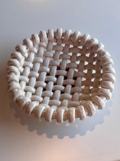 Jerome Massier - Corbeille tressée en céramique blanche