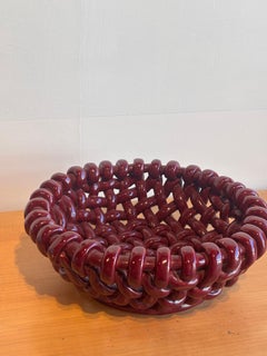 Jérôme Massier - Corbeille tressée en céramique rouge