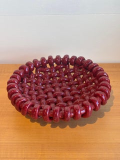Jérôme Massier - Corbeille tressée en céramique rouge