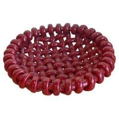Jérôme Massier - Corbeille tressée en céramique rouge