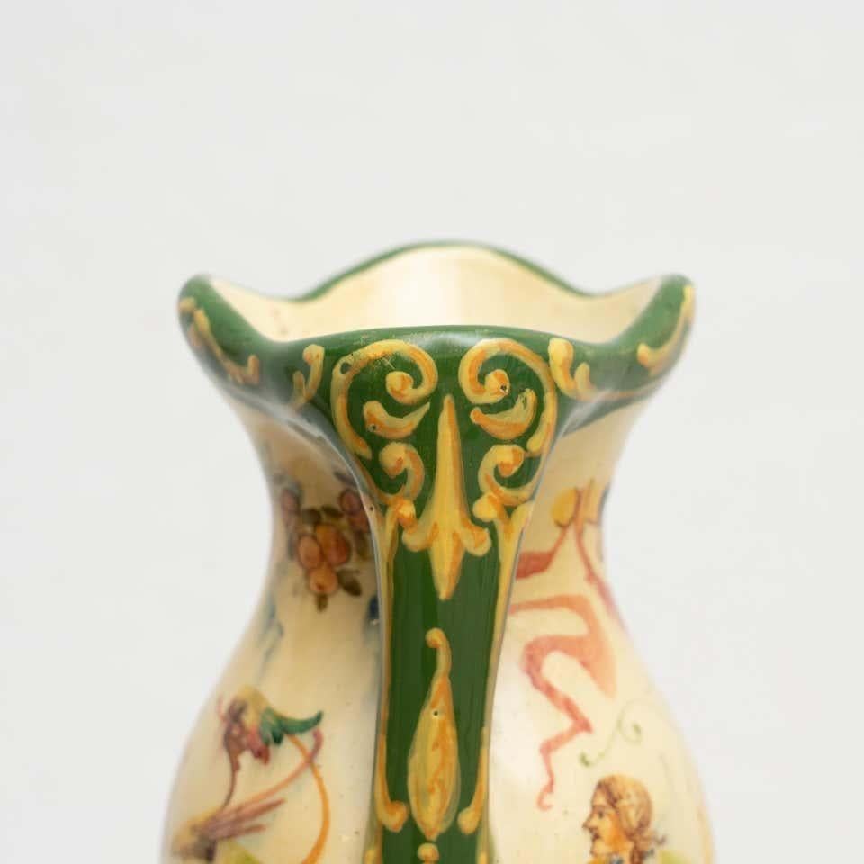 Mid-Century Modern Jerome Massier Fils Hand-Painted Ceramic Vase: Timeless Elegance from Vallauris For Sale