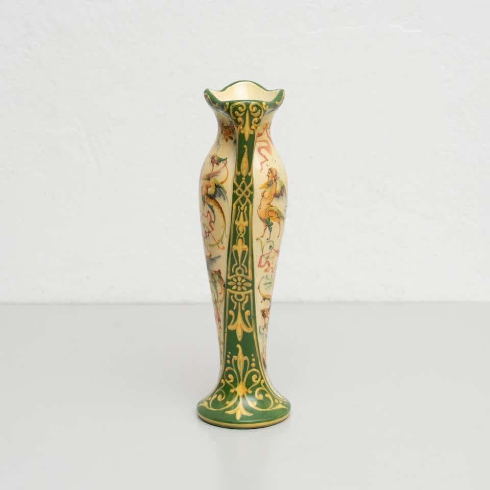 Spanish Jerome Massier Fils Hand-Painted Ceramic Vase: Timeless Elegance from Vallauris For Sale