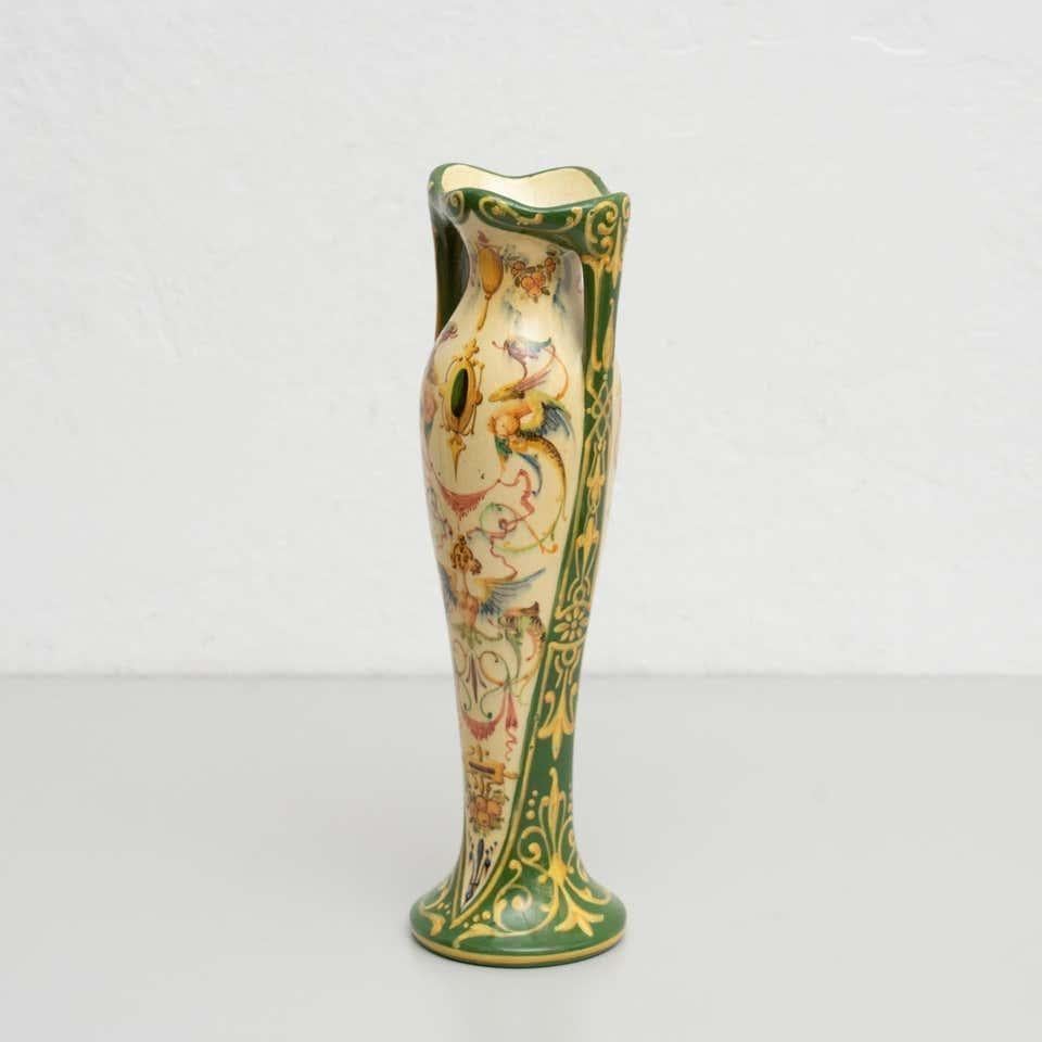 20th Century Jerome Massier Fils Hand-Painted Ceramic Vase: Timeless Elegance from Vallauris For Sale