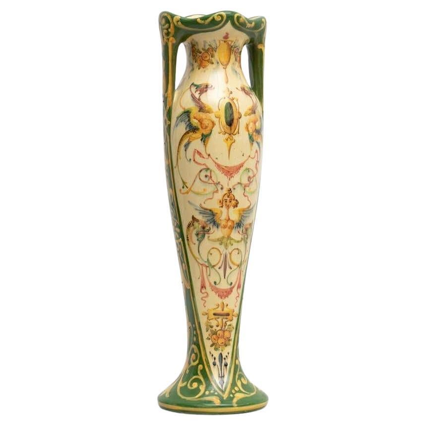 Jerome Massier Fils Hand-Painted Ceramic Vase: Timeless Elegance from Vallauris For Sale