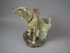 Jerome Massier Fils Majolica Dog Spill Vase