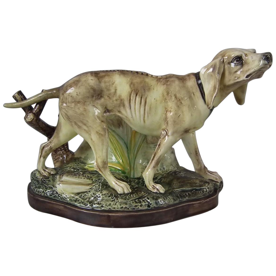 Jerome Massier Fils Majolika Dog Spill Vase