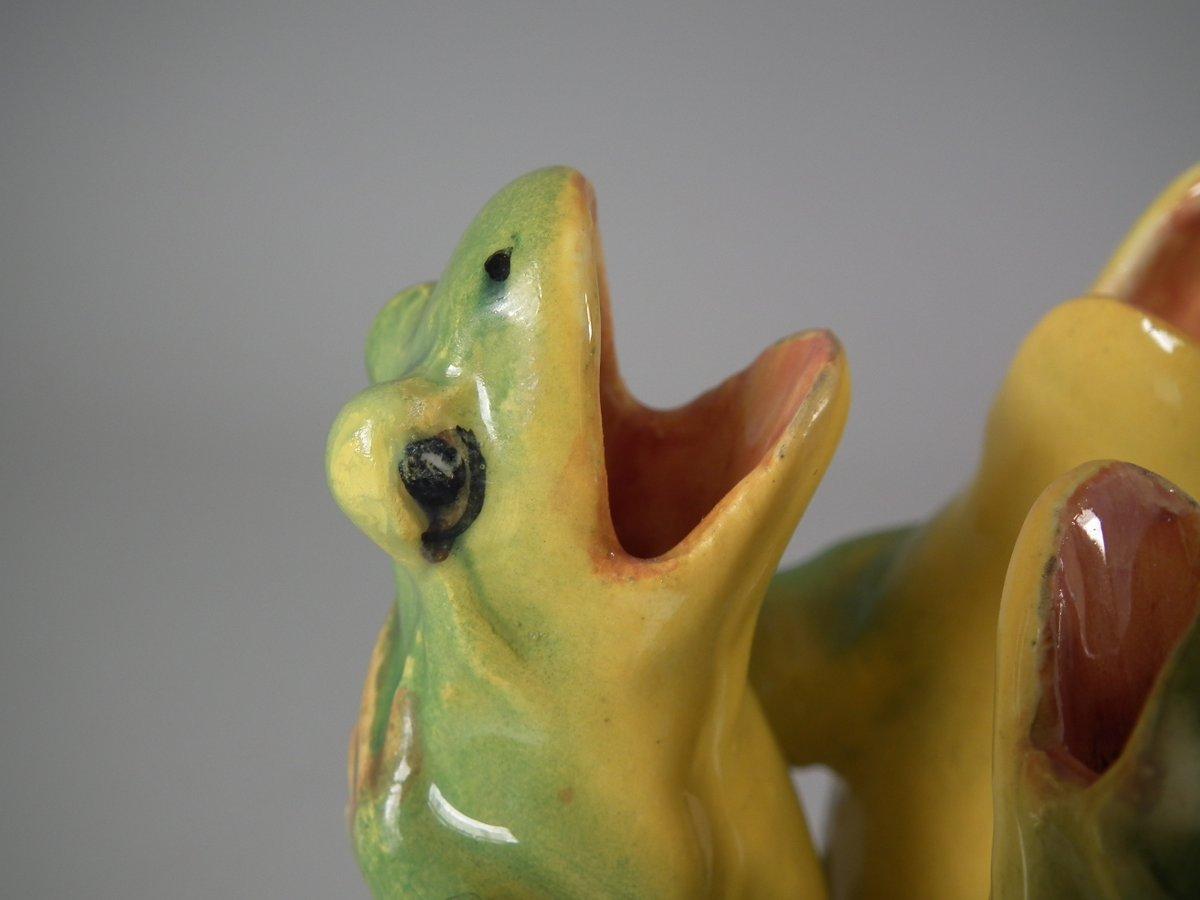 Jerome Massier Fils Majolica Frogs Posy Vase 5
