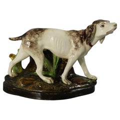Jerome Massier Fils Majolica Hunting Dog Vase