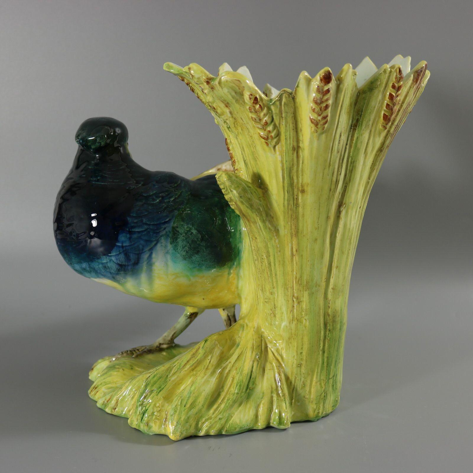 Jerome Massier Fils Majolica Pheasant Vase For Sale 1