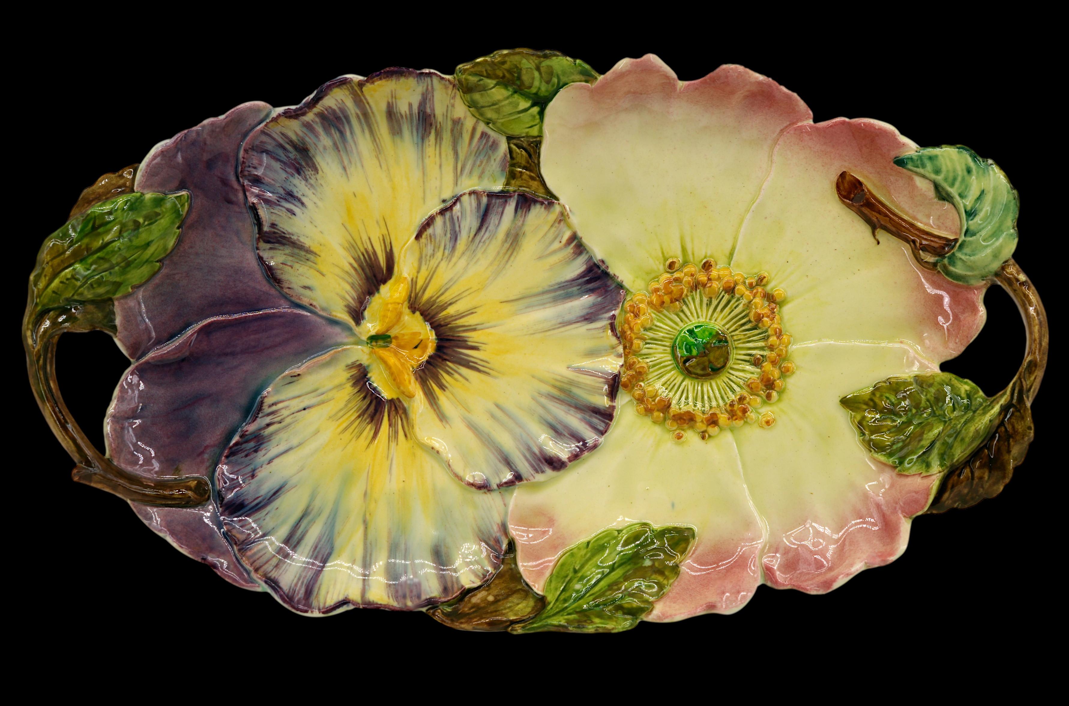 French Jerome Massier Fils, Majolica Platter, Vallauris, End 19th C. For Sale