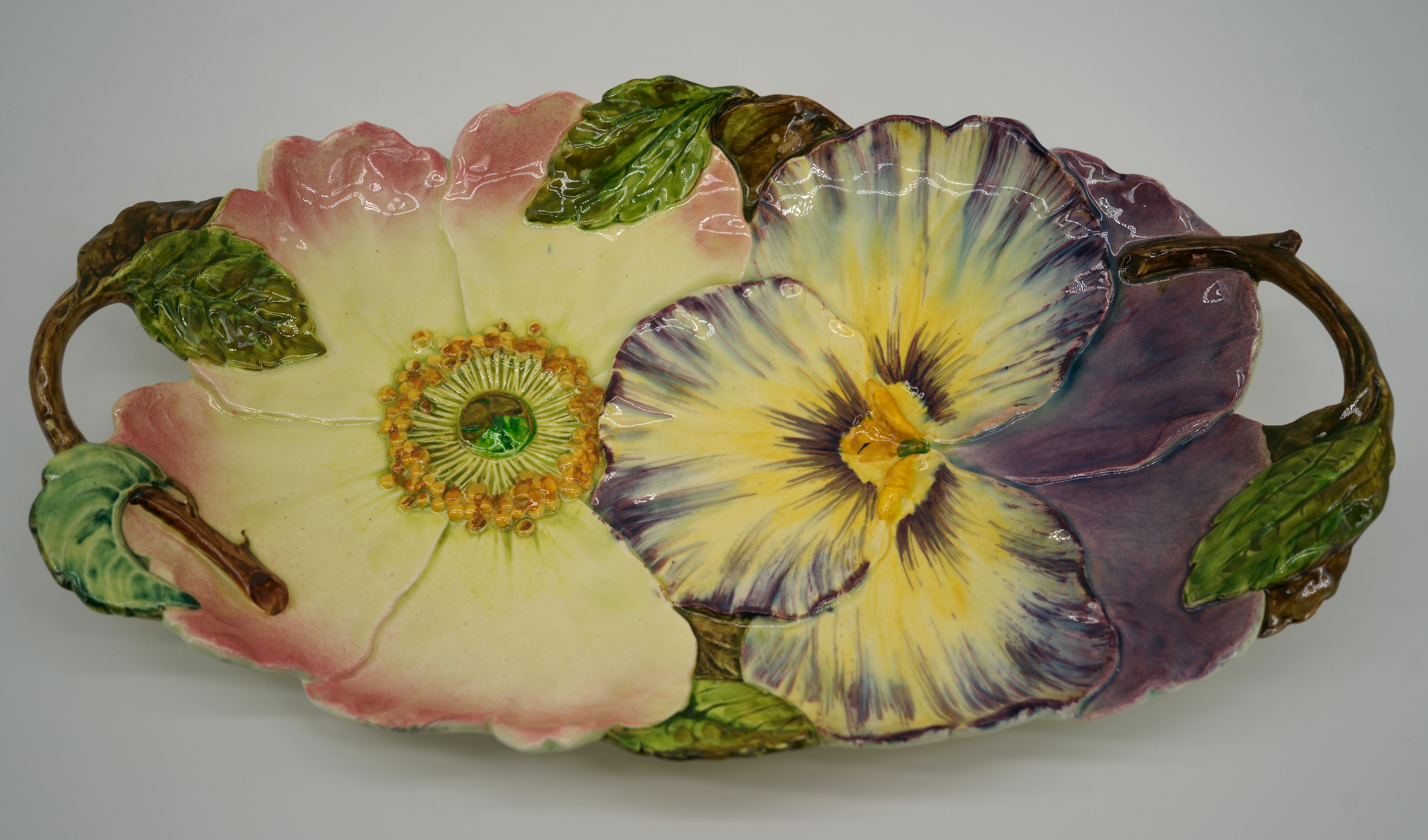 19th Century Jerome Massier Fils, Majolica Platter, Vallauris, End 19th C. For Sale