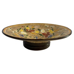 Jérôme Massier – Bol central sur socle en céramique florale, de la poterie d'art française