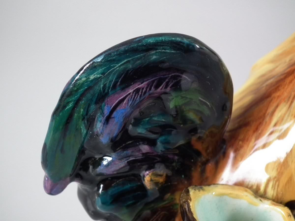 Jerome Massier Majolica Cockerel/Rooster Vase 5