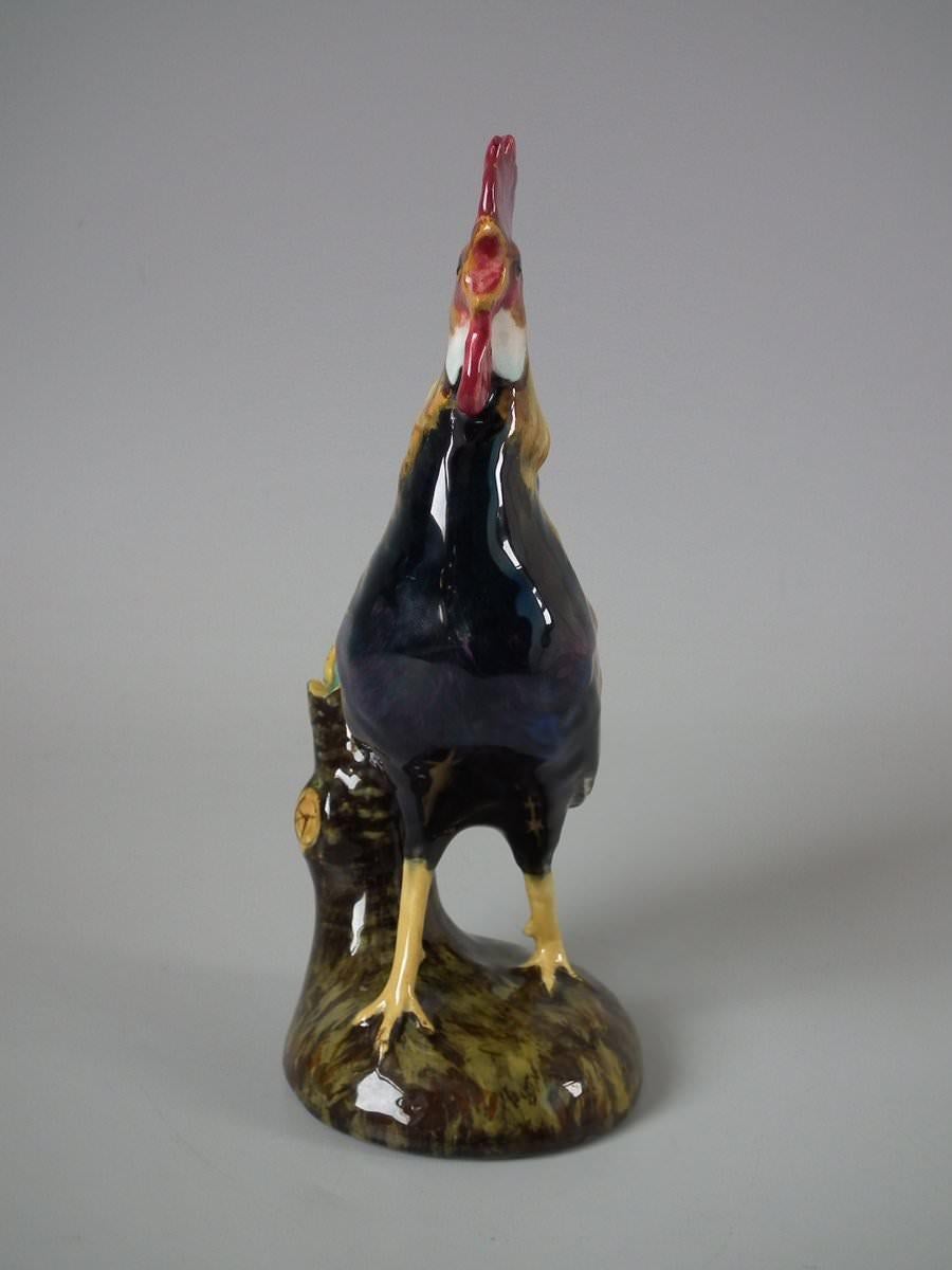 Jerome Massier Majolica Cockerel/Rooster Vase In Good Condition In Chelmsford, Essex