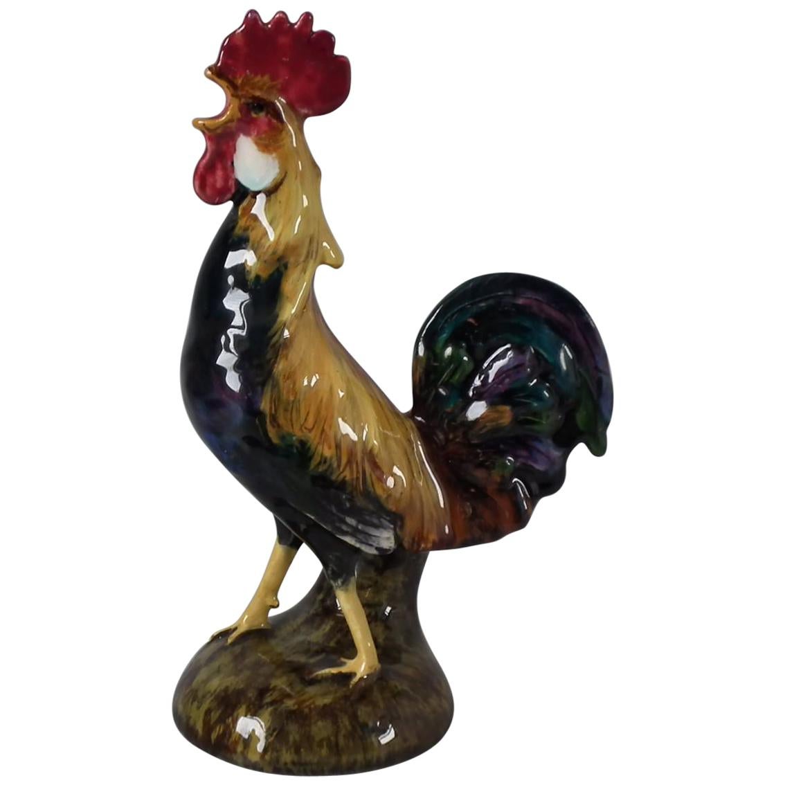 Jerome Massier Majolica Cockerel/Rooster Vase