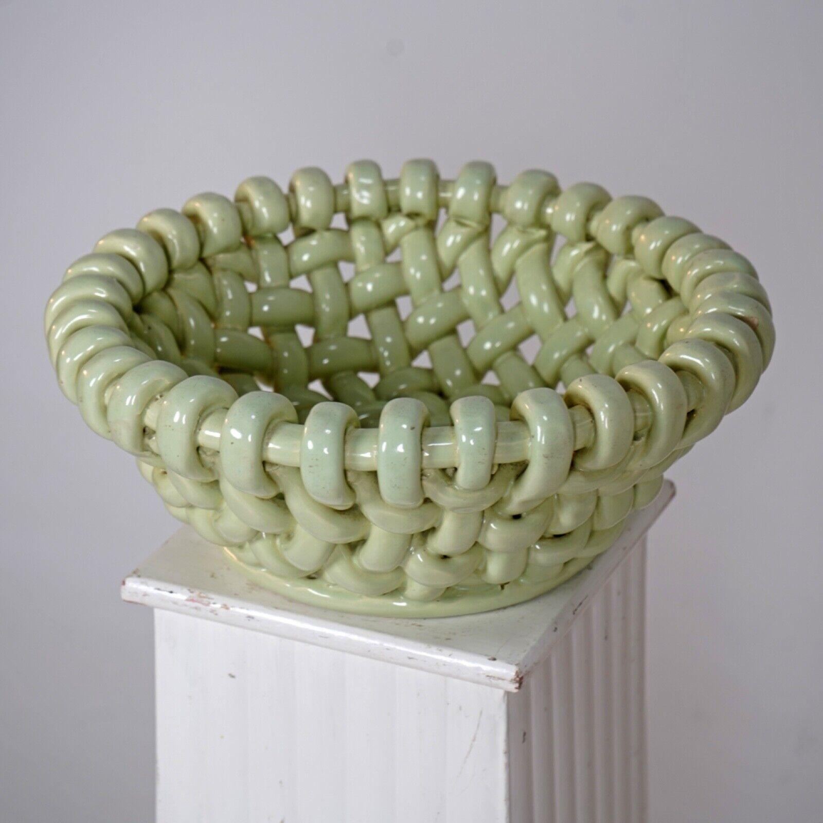 Jérome Massier Pastel Green Ceramic Lattice Bowl In Good Condition In Dorchester, GB