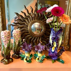 Jérôme Massier Purple and Yellow Bearded Iris Vase Vallauris France, 1860-1880