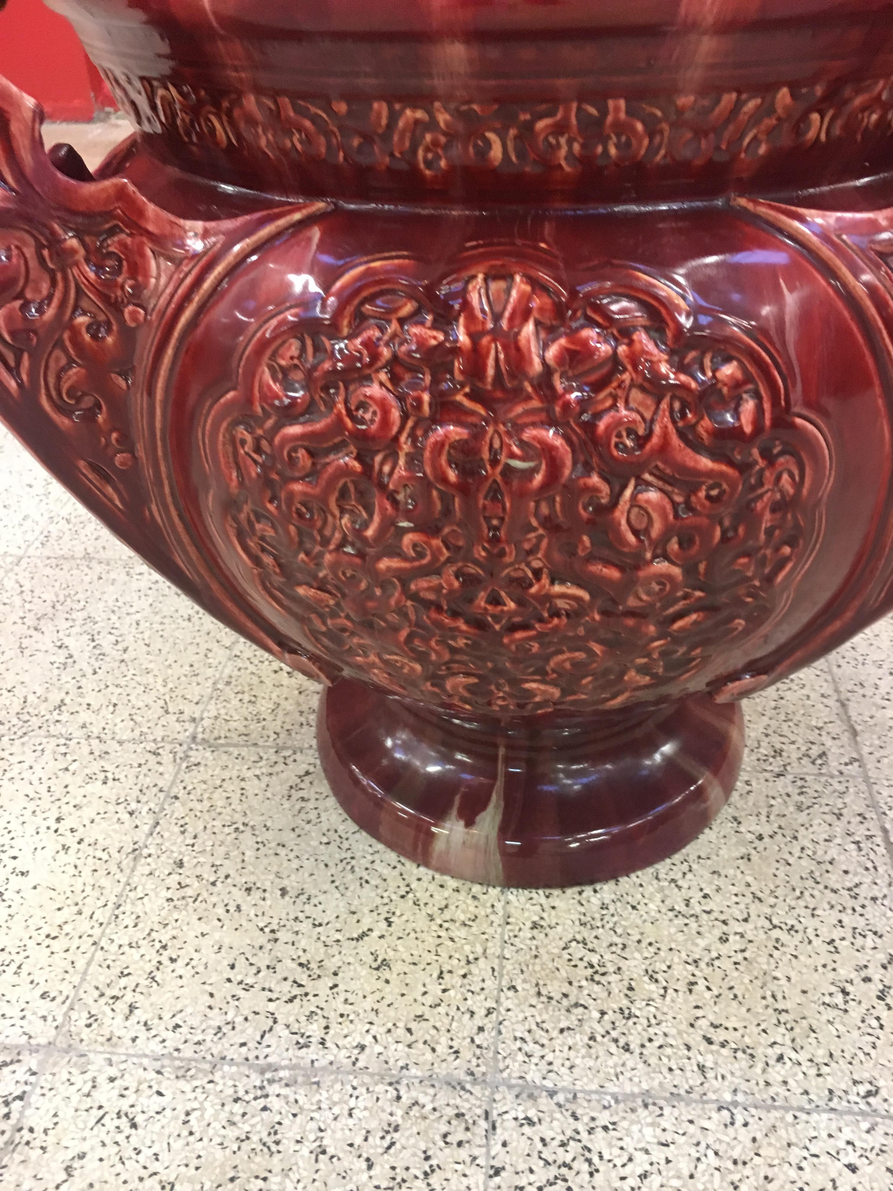 Late 19th Century Jerome Massier, Very Large Ceramic Vase Art Nouveau, Vallauris, circa 1900 For Sale