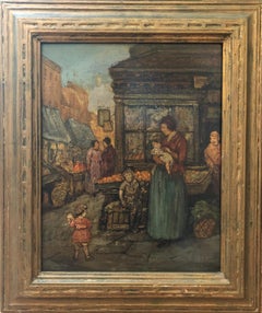 « East Side Corner:: New York City » - Paysage urbain de Jérôme Myers en frêne:: scène de marché