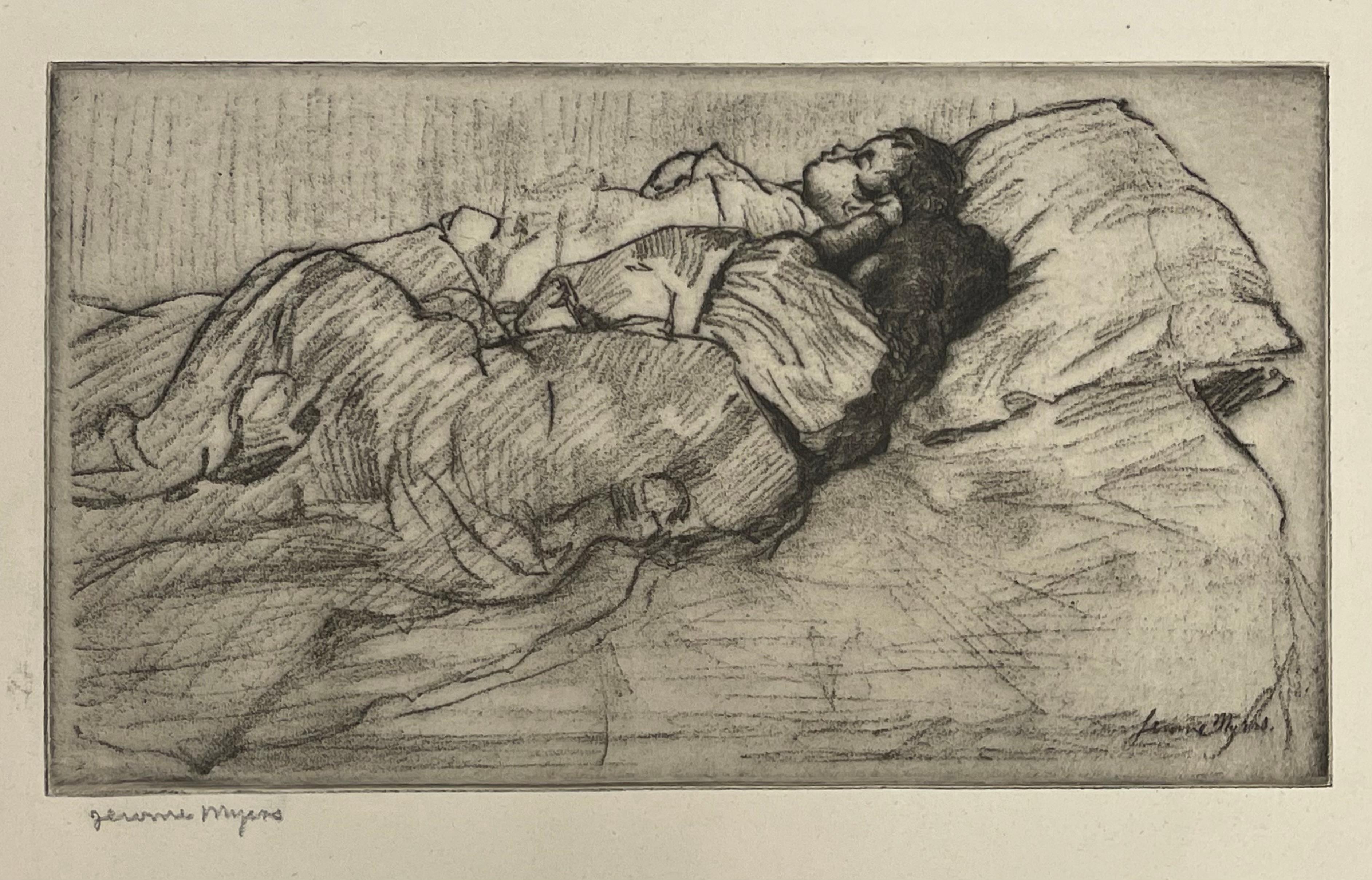 Jerome Myers Figurative Print - MOTHER AND CHILD RESTING #1