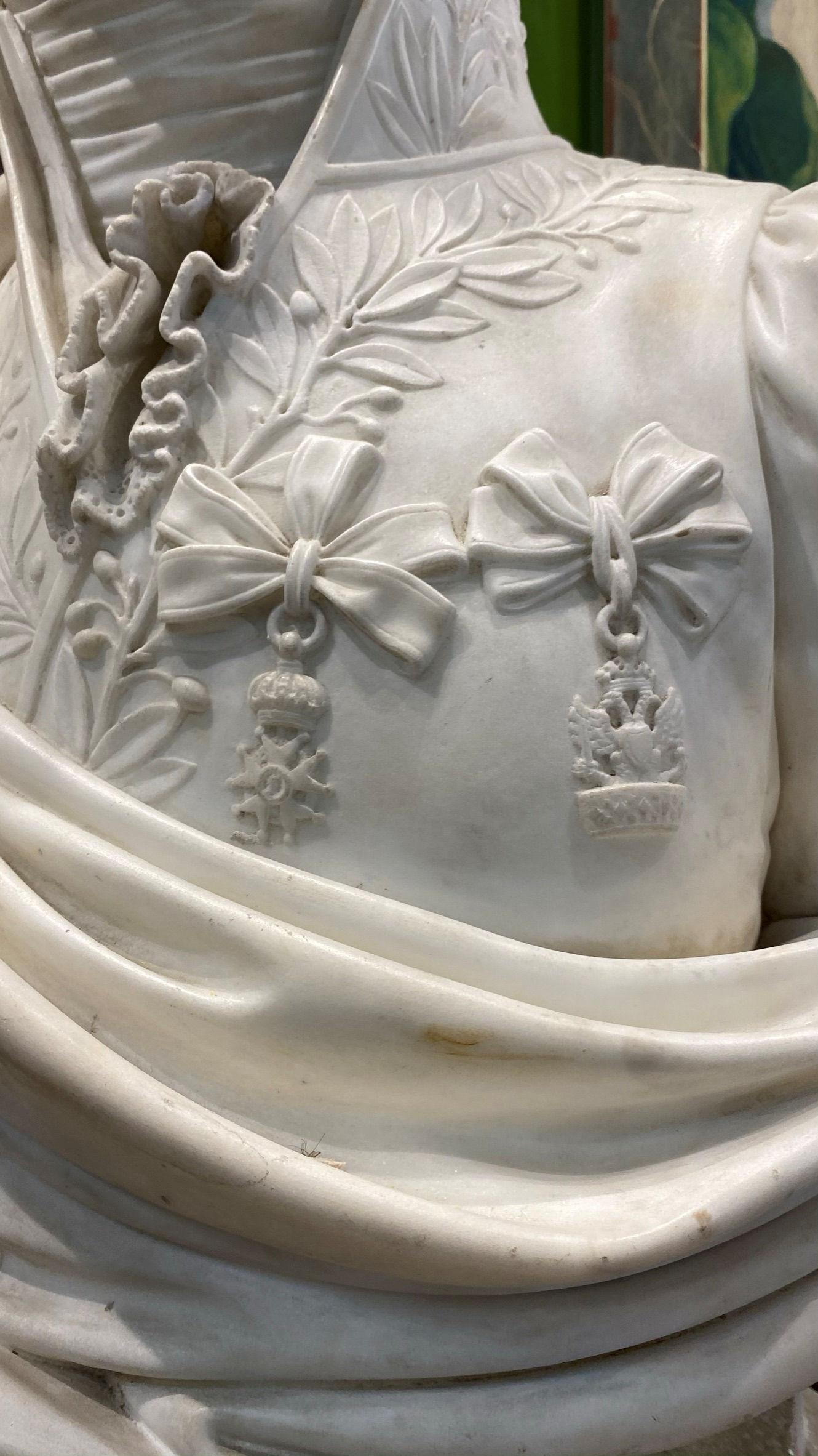 Empire Jérôme Napoleon Bonaparte Marble Bust Sculpture