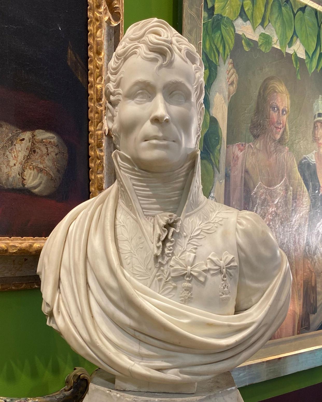 Hand-Carved Jérôme Napoleon Bonaparte Marble Bust Sculpture