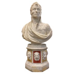 Sculpture de buste en marbre de Jérôme Napoleon Bonaparte