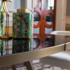 Jerome Oval Dining Table with Black Glass Top by Dom Edizioni