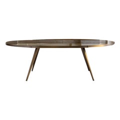 Jerome Oval Dining Table with Black Glass Top by Dom Edizioni