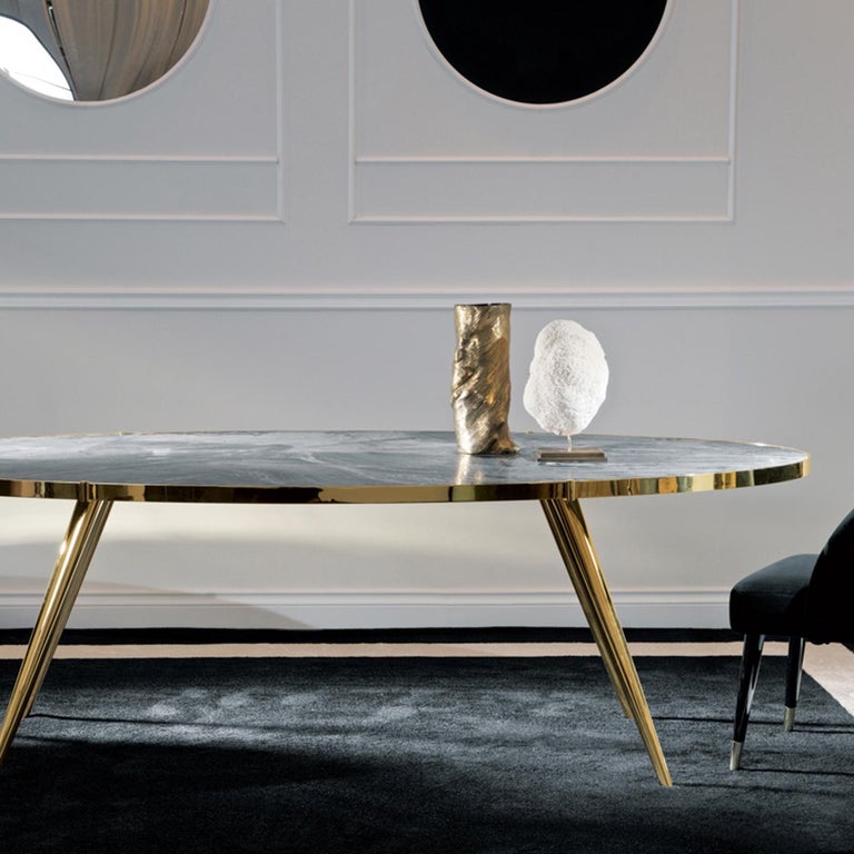 Jerome Oval Dining Table with Erable Top by Dom Edizioni For Sale at