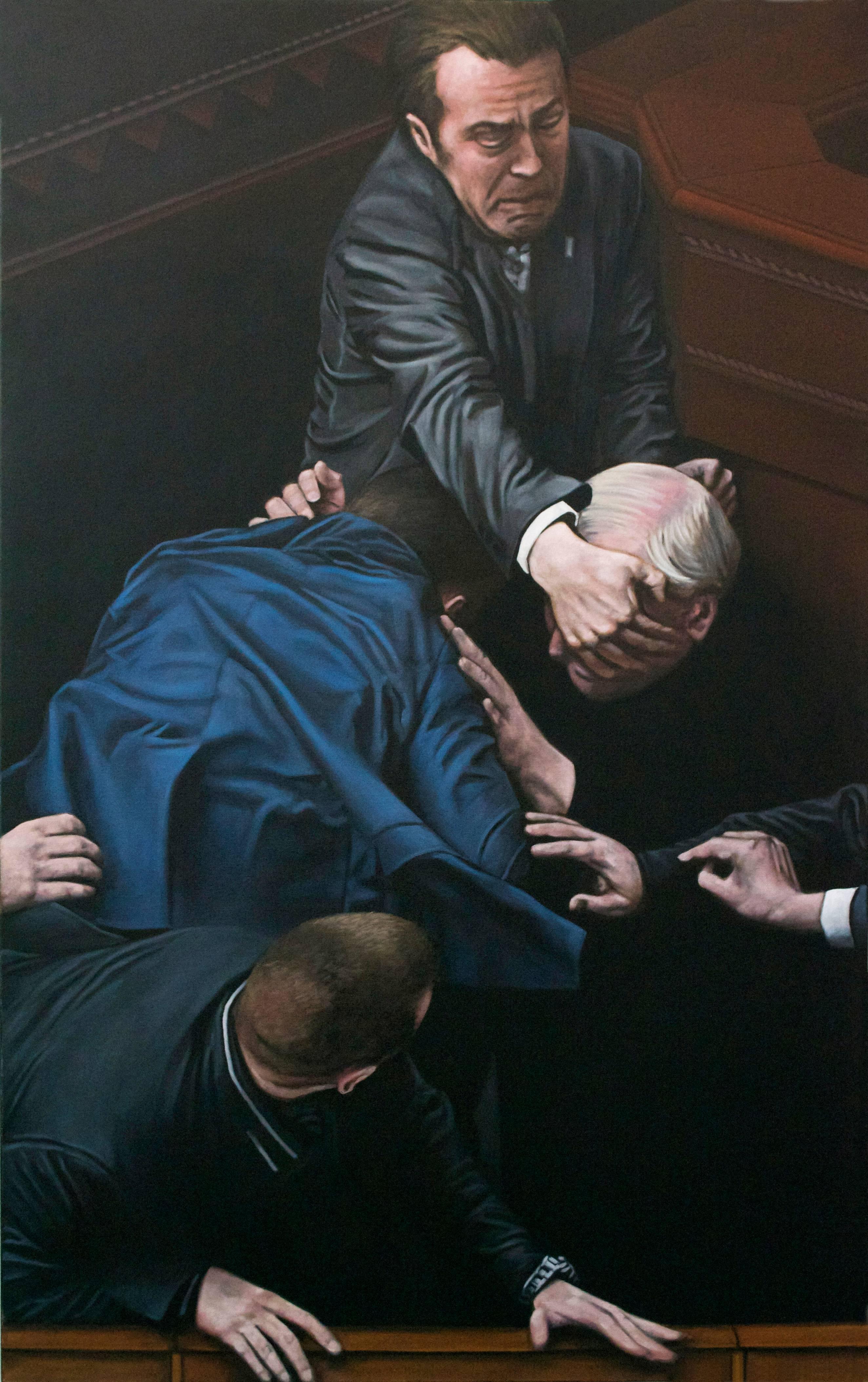Figurative Painting di Jérome Romain - La Bataille di Fibonacci