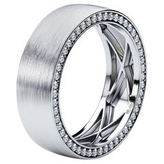 JERRITT Bague confortable en or blanc 14 carats avec diamants 0,70 carat