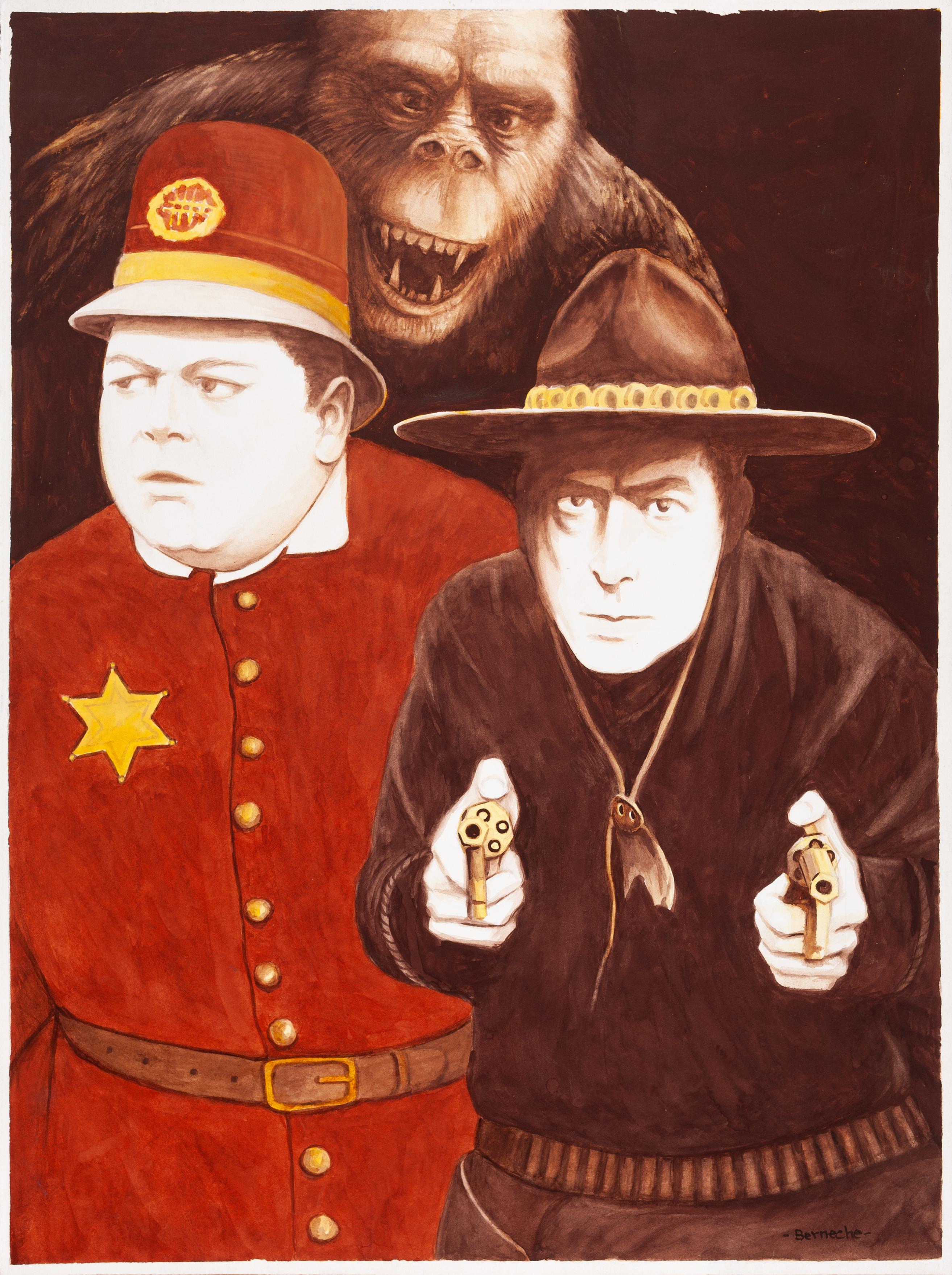 Jerry Berneche Animal Painting - A Bobby, a Cowboy, and a Beast