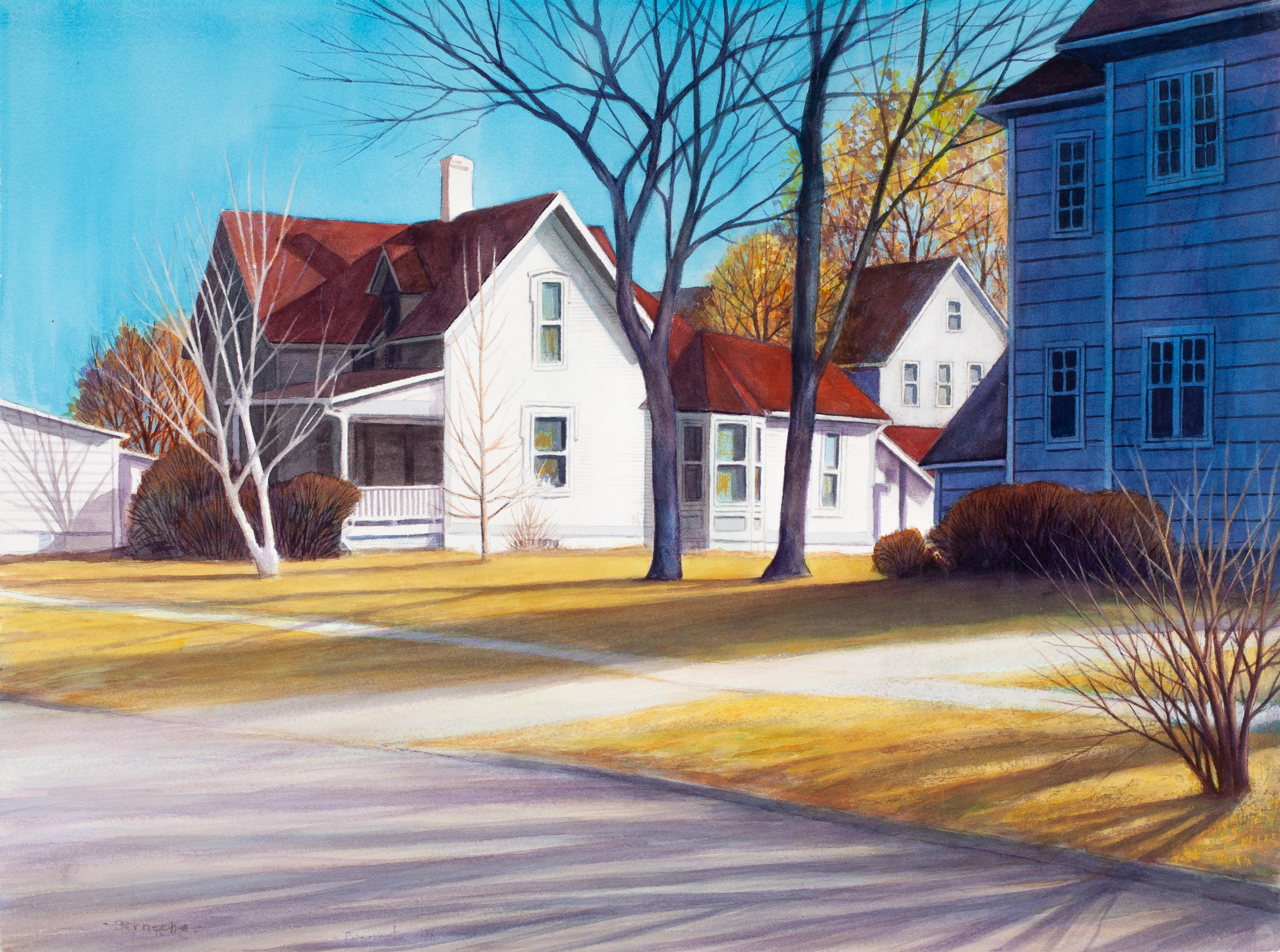 Jerry Berneche Landscape Painting – Kleinstadt Nr. 20