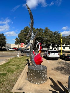 "We Three", Jerry Dane Sanders, Outside Brushed Steel Sculpture, 180x72x72 in.