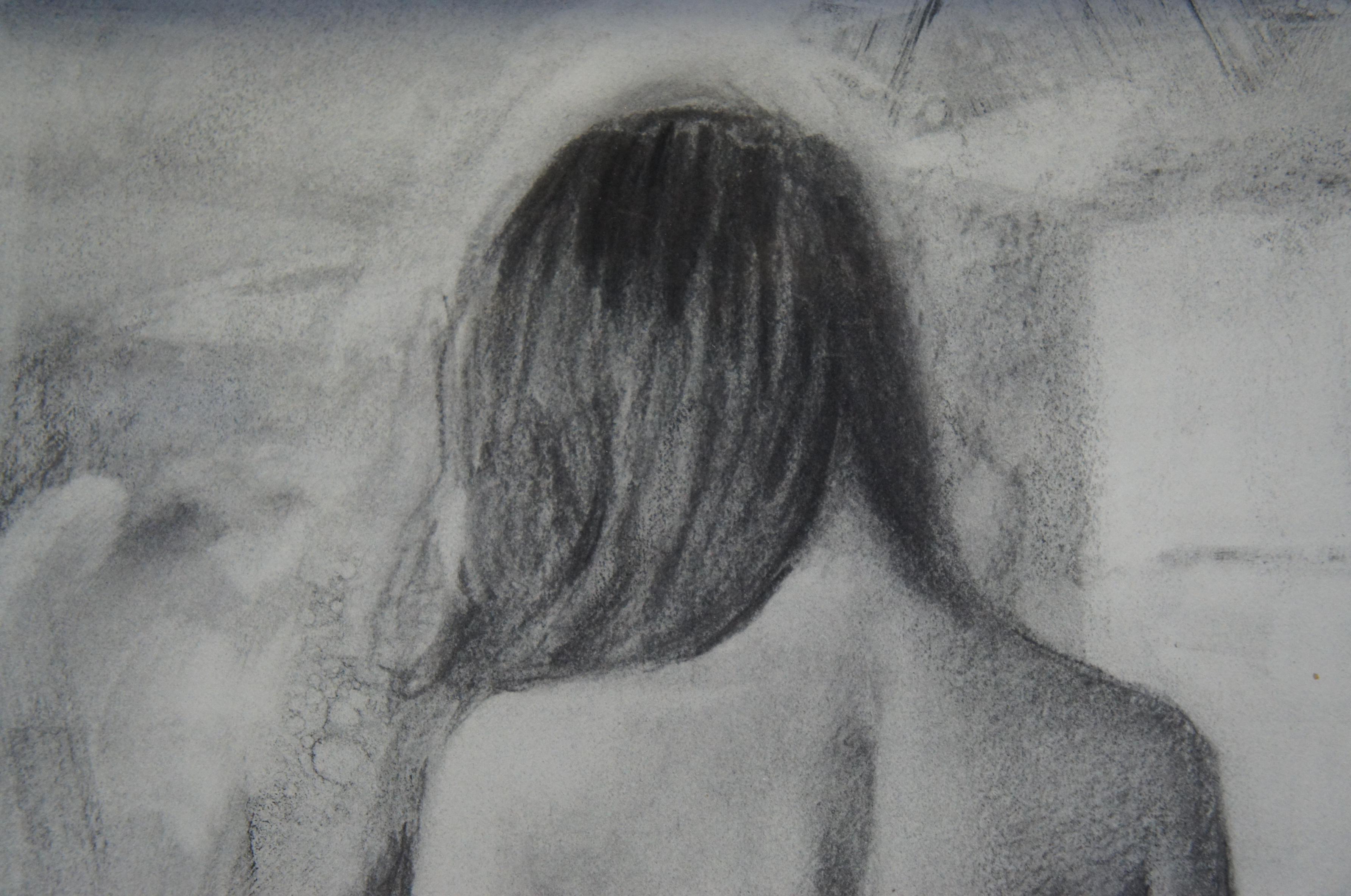Jerry De La Cruz Nude Female Kavin At Home Charcoal Drawing on Paper 33