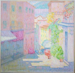 Bellagio In Color – Impressionist landscape painting, oil on canvas, plein air