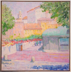 "Bellagio On A Hot Summer Day" – Impressionist landscape painting, oil on canvas