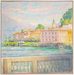 "Blue Skies Over Bellagio" – Impressionist landscape painting, oil on canvas